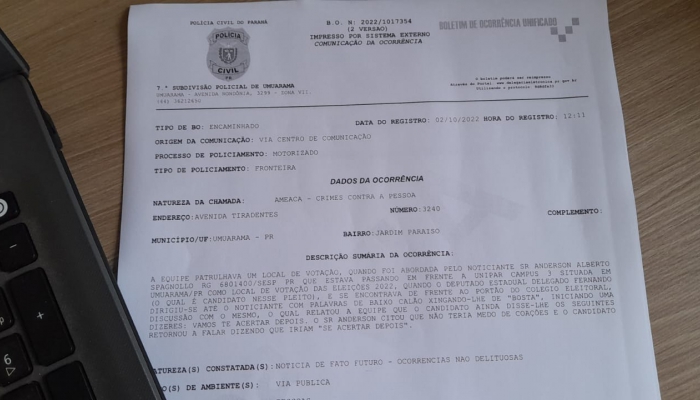 Delegado Fernando ameaça jornalista em frente a colégio eleitoral de Umuarama